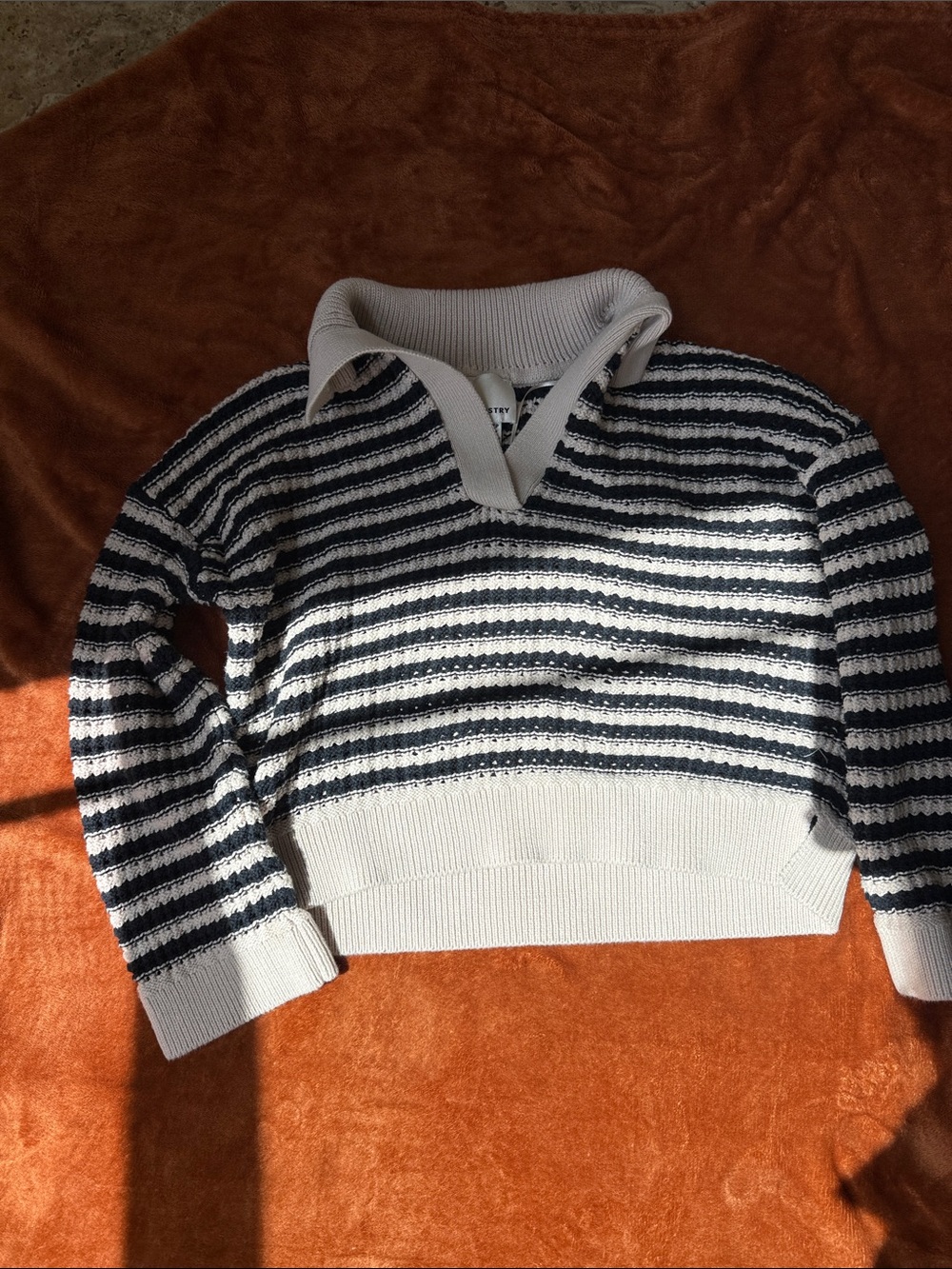 INDUSTRY Striped Knit Sweater - Cream & Navy